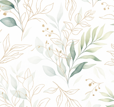 Master bedroom wallpaper watercolor greenery design - TenStickers