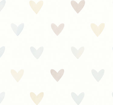 Master bedroom wallpaper watercolor pastel hearts - TenStickers