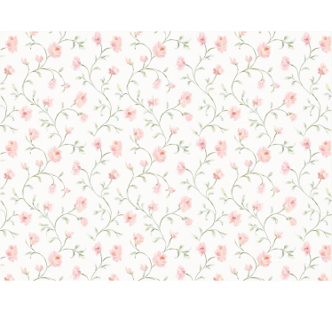 Master bedroom wallpaper botanical pink blossom - TenStickers