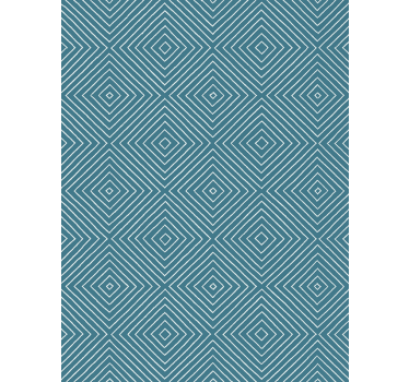 Scandinavian wallpaper blue diamond linework - TenStickers