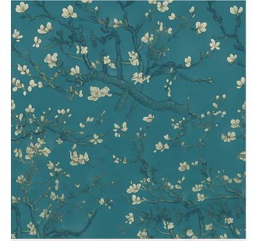 Master bedroom wallpaper dark blue tree design - TenStickers