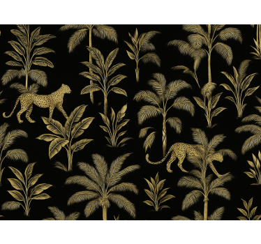 Master bedroom wallpaper black background with beige animals - TenStickers
