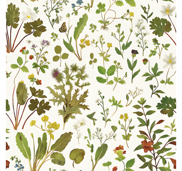 Master bedroom wallpaper botanical design on white - TenStickers