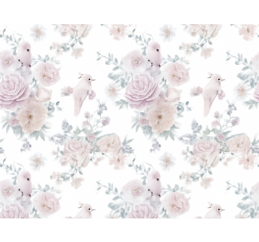 Master bedroom wallpaper grey elegant floral design - TenStickers