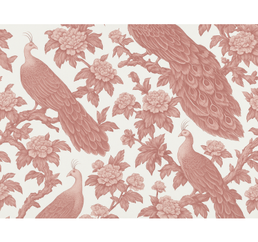 Master bedroom wallpaper textile pink peacocks design - TenStickers