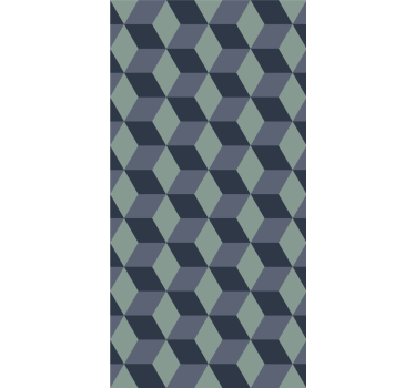 Bedroom wallpaper in retro blue cube pattern - TenStickers