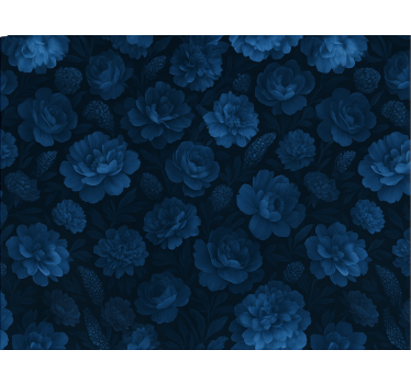 Bedroom wallpaper dark blue mysterious floral design - TenStickers