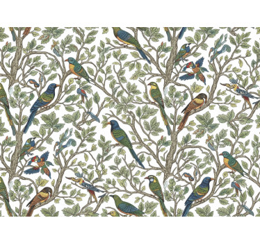 Tree wallpaper birds in forest - TenStickers