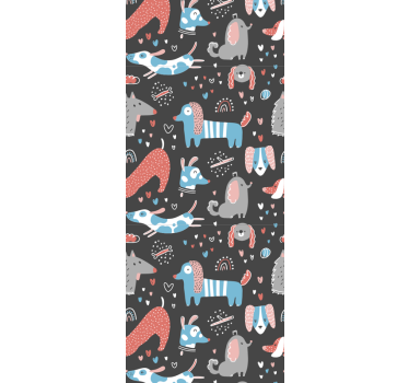 Bedroom wallpaper featuring cute dog illustrations - TenStickers