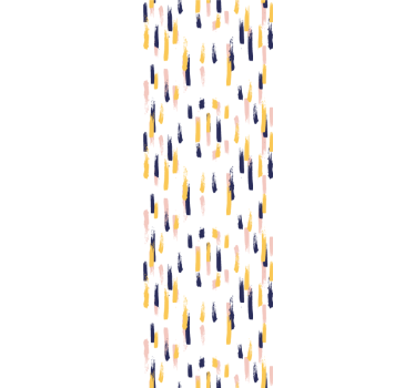 Bedroom wallpaper in modern blue, yellow, and pink strokes - TenStickers