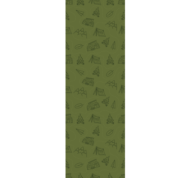 Bedroom wallpaper featuring camping mountains on green - TenStickers