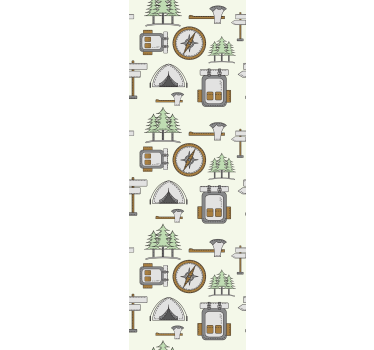 Bedroom wallpaper camping bag bowl hatchet compass - TenStickers