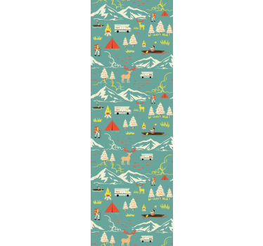 Bedroom wallpaper camping scene with trees and path - TenStickers