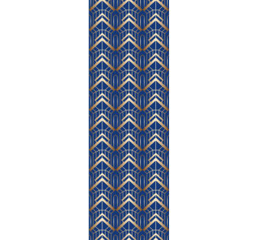 Bedroom wallpaper in modern art blue and gold pattern - TenStickers