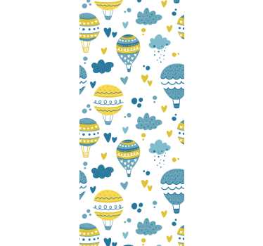 Bedroom wallpaper colorful balloons and clouds - TenStickers