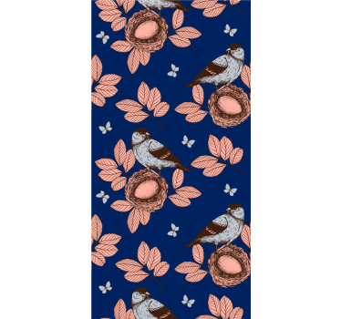 Bedroom wallpaper african style blue bird nest - TenStickers