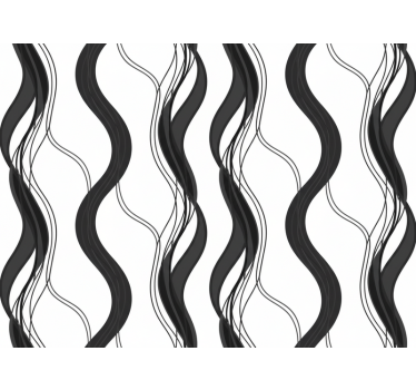 Master bedroom wallpaper wavy black pattern - TenStickers