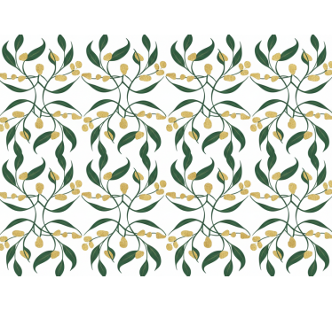 Leaf wallpaper green and gold branches - TenStickers