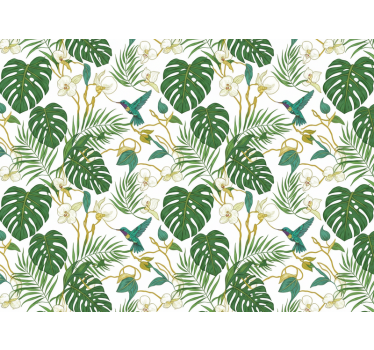Leaf wallpaper emerald botanical garden - TenStickers