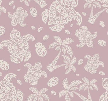 Hawaiian turtle and palm tree Bedroom Wallpaper - TenStickers