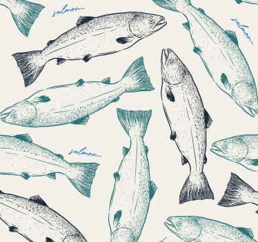 Salmon fish Bedroom Wallpaper - TenStickers