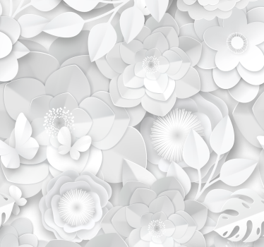 3D white flowers Wallpaper - TenStickers
