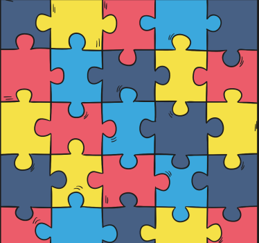 Rainbow Jigsaw Pattern Wallpaper - TenStickers