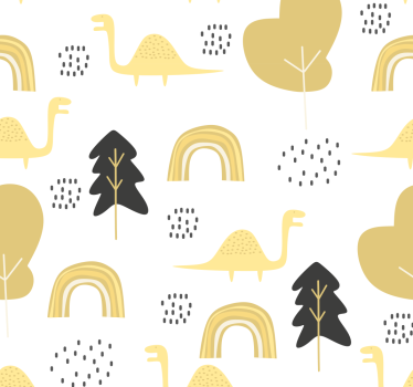 Yellow dinosaurs nordic style Kids Wallpaper - TenStickers