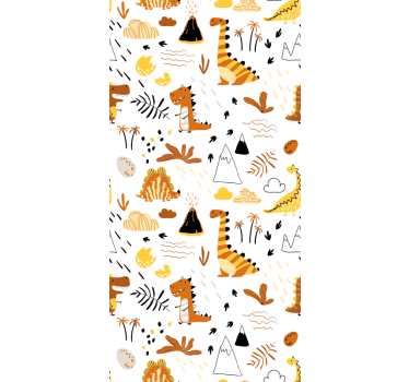 Dinosaurs and volcano pattern for kids Kids Wallpaper - TenStickers