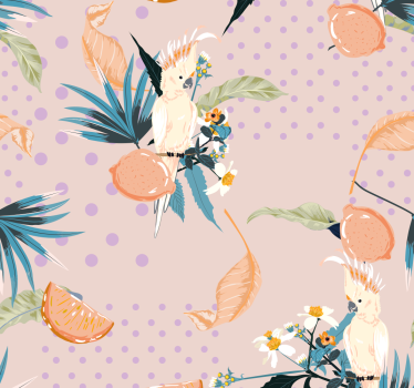Pink background with pink dots and birds Kids Wallpaper - TenStickers