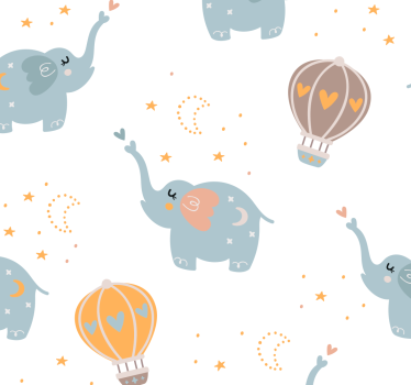 Cute elephants for kids Kids Wallpaper - TenStickers