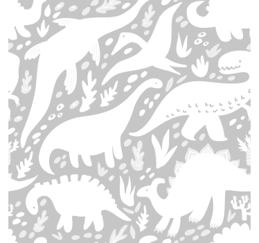 Dinosaur white pattern Cool animal wallpaper - TenStickers