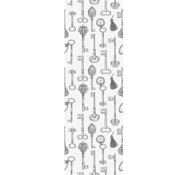 Master bedroom wallpaper with antique key designs - TenStickers