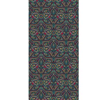 Red Indian pattern Classic Wallpaper patterns - TenStickers
