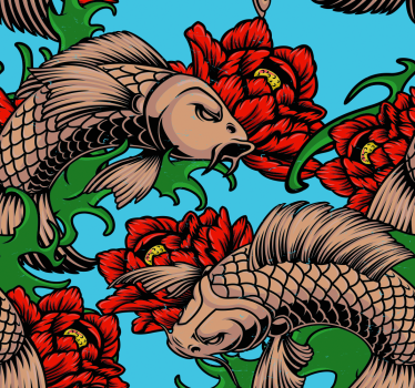 Feline Floral Fusion cat wallpaper - TenStickers