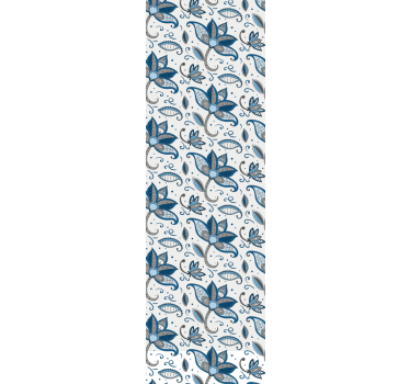 Blue Flowers Doodles leaf wallpaper - TenStickers
