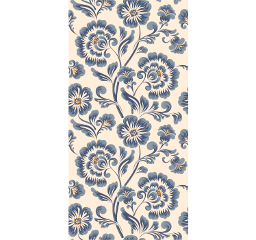 Blue vintage style floral wallpaper - TenStickers