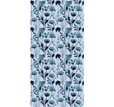 Floral pattern watercolor blue pattern floral wallpaper - TenStickers