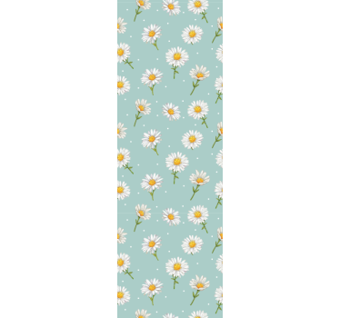 Daisy flowers on light blue Nature Wallpaper - TenStickers
