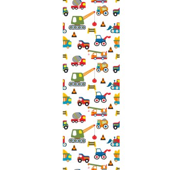 Cute design diggers on work Wallpaper - TenStickers