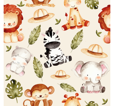 Beige safari Kids wallpaper - TenStickers