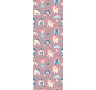 Fairy Tale Unicorns nursery wallpaper - TenStickers