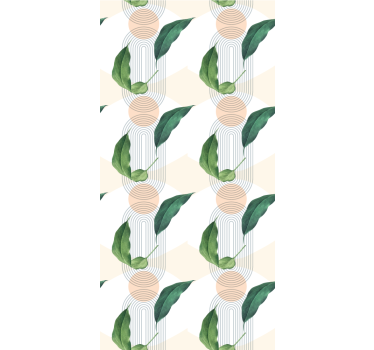 Leafy Geometric leaf wallpaper - TenStickers