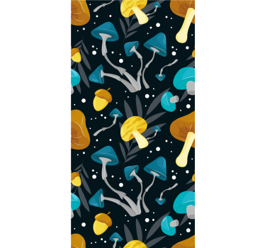 Stylized Mushrooms leaf wallpaper - TenStickers