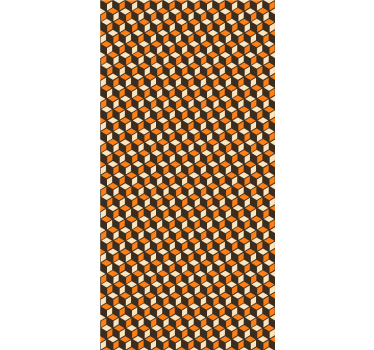 Cubical 3D orange pattern geometric wallpaper - TenStickers