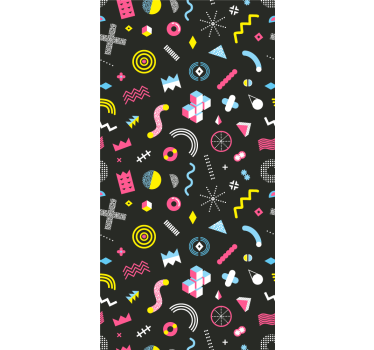 Memphis geometric colourful pattern Retro Wallpaper - TenStickers