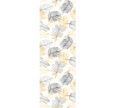 Black and golden tropical pattern leaf wallpaper - TenStickers