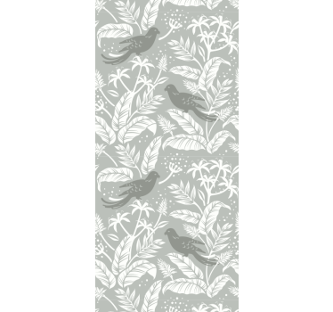 Serene gray birds leaf wallpaper - TenStickers