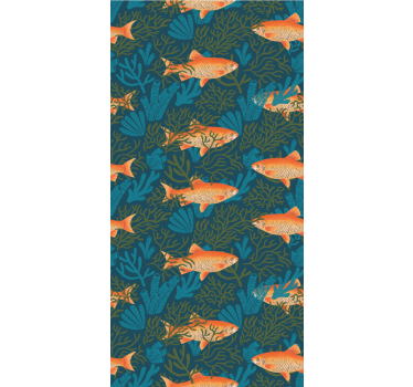 Realistic blue and orange motif fish wallpaper - TenStickers