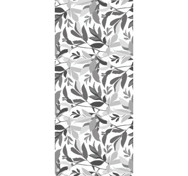Horizontal gray pattern leaf wallpaper - TenStickers